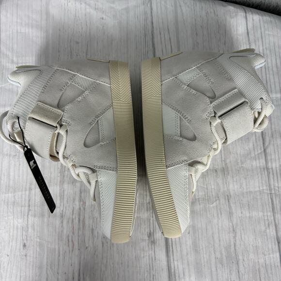 Sorel Womens sz 7 Out N About Hidden Wedge Leather Sneaker Bootie White Sea Salt - Picture 9 of 16